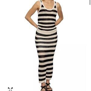 NWT Sanctuary Black and White Striped Crochet Maxi Skirt